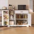 Coffee Bar, Lofka 42" Kitchen Storage Cabinet, Sideboard Buffet Cabinet with 8 Shelves, 1 Drawer