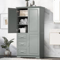 Bathroom Cabinet, 62.2" Tall Storage Cabinet with Doors and Shelves, Freestanding Linen Closet for Bathroom, Kitchen, Living Room, Grey
