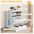 Dog Feeding Station Dog Food Storage Cabinet w/2 Raised Dog Bowls, Pull Out Elevated Dog Bowls for Water & Feeding Supplies, Pet Toy Storage Organizer