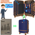 5 Piece Luggage Sets and Travel Duffel Bag, ABS Hardshell Hardside Checked Luggage with TSA Lock and Double Spinner Wheels Suitcase, Deep Blue
