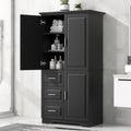 Bathroom Cabinet, 62.2" Tall Storage Cabinet with Doors and Shelves, Freestanding Linen Closet for Bathroom, Kitchen, Living Room, Grey