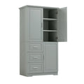 Bathroom Cabinet, 62.2" Tall Storage Cabinet with Doors and Shelves, Freestanding Linen Closet for Bathroom, Kitchen, Living Room, Grey