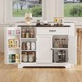 Coffee Bar, Lofka 42" Kitchen Storage Cabinet, Sideboard Buffet Cabinet with 8 Shelves, 1 Drawer
