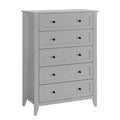 Homhougo Dresser for Bedroom Black with 5 Drawers, Tall Wood Organizer Storage Cabinet with Round Handle, Drawer Dresser for Closet, Living Room, Hallway, Nursery, Kids Bedroom