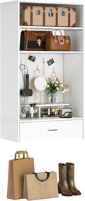 Homieasy 25wall - Mounted Closet System with Magnetic Pegboard & Drawers, Space - Saving Vanity Storage Organizer with Shelves for Bedroom, Entryway, Mudroomwhite