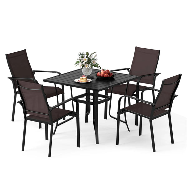 Tangkula 5 Pieces Patio Dining Set for 4 with Umbrella Hole