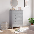 Homhougo Dresser for Bedroom Black with 5 Drawers, Tall Wood Organizer Storage Cabinet with Round Handle, Drawer Dresser for Closet, Living Room, Hallway, Nursery, Kids Bedroom