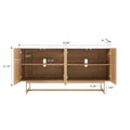 Roomfitters 57�?mid Century Modern TV Stand, Herringbone Pattern Buffet Cabinet Sideboard Credenza, Marble Top Media Console Entertainment Center for Living Room, Entryway (Oak Wood, Gold Metal Legs)
