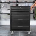 7 - Drawer Rolling Tool Chest Cabinet, Large Capacity Metal Tool Box with Wheels and Cylinder Locking, Roll Around Storage Organizer Tool Cart for Garage, Warehouse, Work Shop - Black
