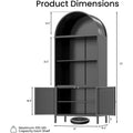 AECOJOY 73'' Arched Cabinet, Metal Kitchen Pantry with Adjustable Shelves, Modern Arched Storage Bookcase Display Cabinet