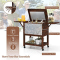54 Quart Wooden Rolling Cooler Cart, Patio Ice Chest with 2 Drop Leaf Tables, Bottle Opener & Bottom Shelf, Insulated Pine Wood Beverage Bar for Party