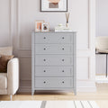 Homhougo Dresser for Bedroom Black with 5 Drawers, Tall Wood Organizer Storage Cabinet with Round Handle, Drawer Dresser for Closet, Living Room, Hallway, Nursery, Kids Bedroom