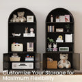 AECOJOY 73'' Arched Cabinet, Metal Kitchen Pantry with Adjustable Shelves, Modern Arched Storage Bookcase Display Cabinet