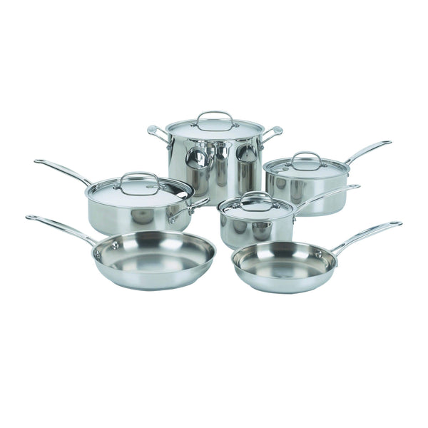Cuisinart Chefs Classic Stainless 10-Piece Cookware Set, Silver