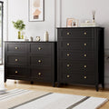 Homhougo Dresser for Bedroom Black with 5 Drawers, Tall Wood Organizer Storage Cabinet with Round Handle, Drawer Dresser for Closet, Living Room, Hallway, Nursery, Kids Bedroom