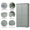 Bathroom Cabinet, 62.2" Tall Storage Cabinet with Doors and Shelves, Freestanding Linen Closet for Bathroom, Kitchen, Living Room, Grey