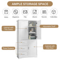 Bathroom Cabinet, 62.2" Tall Storage Cabinet with Doors and Shelves, Freestanding Linen Closet for Bathroom, Kitchen, Living Room, Grey