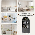 AECOJOY 73'' Arched Cabinet, Metal Kitchen Pantry with Adjustable Shelves, Modern Arched Storage Bookcase Display Cabinet