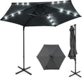 Tangkula 10ft Patio Offset Cantilever Outdoor Umbrella with LED Lights