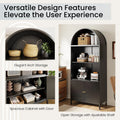 AECOJOY 73'' Arched Cabinet, Metal Kitchen Pantry with Adjustable Shelves, Modern Arched Storage Bookcase Display Cabinet