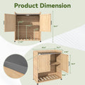 AECOJOY Potting Bench, Outdoor Wooden Storage Cabinet with Adjustable Shelf, Metal Tabletop
