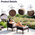 AECOJOY Outdoor 5 Pieces Patio Furniture Set, PE Rattan Wicker Chairs with Ottoman and Table, Brown/Grey